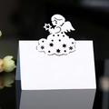 Élégantes cartes de table d'ange découpées au laser blanc pour décorations de mariage - Blanc