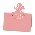 Marque-place découpé au laser rose avec ange 3D et étoiles pour table de mariage - Rose