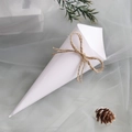 White wedding confetti cone made of cardstock with a rustic jute twine bow detail - 14.5cm / White With Rope