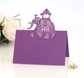 Elegant purple laser cut elephant place cards for wedding tables and luxury banquets - Dark Purple