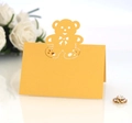 Marque-place découpé au laser en forme d'ours pour mariages et fêtes, couleur jaune - Doré
