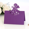 Marque-place ange violet découpé au laser avec motifs d'étoiles pour table de mariage - Violet foncé