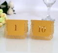 Intricate laser-cut gold lace table numbers 1 and 10 for elegant wedding table settings - Gold Numbered 1-10