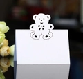 Marque-place blanc découpé au laser en forme d'ours pour table de mariage et fête - Blanc