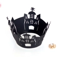 Filigraner Halloween-Cupcake-Wrapper mit Laser-Cut-Schloss und Totenkopf-Dekoration - 5x5x8CM / Schwarz