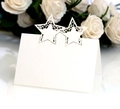 Elegant white pentagram laser-cut table card for wedding seating and name place settings - Ivory