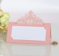 Segnaposto rosa tagliato al laser per matrimonio con pizzo e cartoncino interno bianco - Rosa