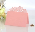 Élégant marque-place rose découpé au laser en papier perlé pour décoration de table mariage - Rose