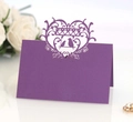 Segnaposto viola intagliato al laser con cuore e uccelli per decorazione di nozze - Viola scuro