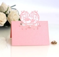 Marque-place découpé au laser avec oiseaux rose nacré pour décoration de table mariage - Rose