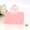 Pink laser-cut birdcage table name card for weddings and elegant party table settings - Pink