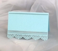 Light blue laser cut place card with lace hollow pattern for wedding table setting - Teal