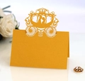 Elegant gold laser cut pumpkin carriage place card for wedding table decoration - Gold