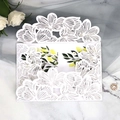 Λευκό προσκλητήριο γάμου laser cut με λουλουδάτο σχέδιο και κάρτα με λεμόνια - Λευκό
