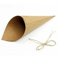 Brown kraft paper wedding confetti cone with a natural twine bow for DIY parties - 14.5cm / Kraft Paper With Rope