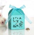 Μπλε κουτί δώρου για baby shower με κείμενο 'It's A Boy' και σχέδια με λέιζερ - Tiffany Μπλε