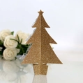 3D Goldglitzer Laser-Schnitt Weihnachtsbaum Tischdeko mit Sternaufsatz für Feste - Glitzer Gold