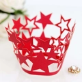 Pirottini rossi per cupcake con stelle intagliate per decorazioni di matrimoni - Rosso Perlato
