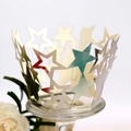 Dettaglio di pirottini a stella in finitura metallizzata champagne, argento e menta - Argento Riflettente
