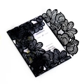 Elegant black laser-cut floral wedding invitation with white insert card and text - Black Khaki