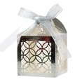 Boîte à bonbons argentée découpée au laser avec motif géométrique et ruban de satin - Argent Réfléchissant