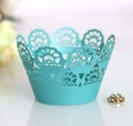 Elegant laser-cut Tiffany blue lace cupcake wrapper for bakery wedding party cake decor - Tiffany Blue