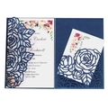 Invito a nozze rosa blu tagliato al laser con inserto floreale e custodia traforata - Set Completo / Blu Fantasia