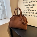 Borsa ventiquattrore retrò in pelle scamosciata marrone scuro con manici - Marrone Piccolo
