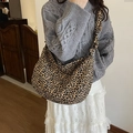 Grand sac fourre-tout en toile à motif léopard avec bandoulière réglable pour femme - Imprimé léopard