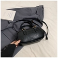 Elegant black PU leather bowling bag with ATN embossed logo and golden metal hardware - No Pendant / Black