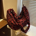 Sac fourre-tout léopard rouge et noir de grande capacité avec bandoulière à nœud élégante - Rouge