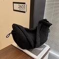 Chic black pleated tote bag with drawstring detail and wide shoulder strap - Black