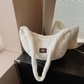 Cream white quilted hobo bag with heart patterns and pearl leather patch detail - White