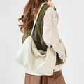 Bolso bandolera grande crema con cordón para mujer para uso diario y de viaje - Blanco Roto