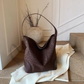 Large vintage leopard print tote bag in dark brown with textured finish and leather corners - Leopard Coffee