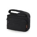 Borsa a tracolla in nylon nero con ampia tracolla e dettaglio etichetta arancione casual - Nero