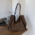 Grote vintage luipaard tote tas in donkerbruin suède met Hopeful lederen patch erop - Bruin