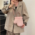 Pink plush glove-shaped crossbody bag with faux fur trim for autumn and winter fashion - Pink