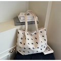 Minimalist off-white canvas tote bag featuring modern black number art pattern - Off White