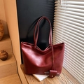 Minimalistische weinrote Shopper-Tasche aus PU-Leder mit passendem Mini-Beutel-Zubehör - Burgunderrot
