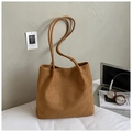 Brown suede minimalist tote bag for women with large capacity in a lifestyle setup - Brown No Pendant