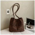 Vintage leopard print tote bag with large capacity for women stylish daily commuting - Leopard Coffee Without Tassel