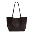 British style large plaid tote bag in deep brown leather with fine pebble texture - Coffee without Pendant