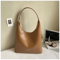 Grand sac cabas marron en cuir synthétique avec logo doré pour un look décontracté - Brun Sans Pendentif