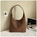 Grand sac hobo à imprimé léopard marron en daim synthétique avec forme de lune - Léopard Café Sans Pendentif