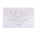 Elegant white laser cut lace wedding invitation cover with intricate floral patterns - White