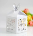 Detailed laser-cut white butterfly candy box with elegant floral hollow patterns for wedding - White