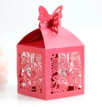 Caja roja de mariposa para bodas cortada con láser en papel perlado brillante - Rojo Perlado