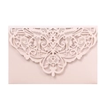 Elegant pink laser-cut lace wedding invitation card with pearlescent floral hollow design - Nude Pink