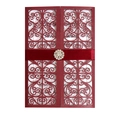 Elegant laser cut burgundy wedding invitation with red silk ribbon and crystal buckle - Dark Red